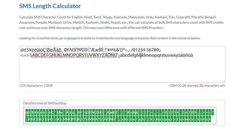 SMS Length Calculation