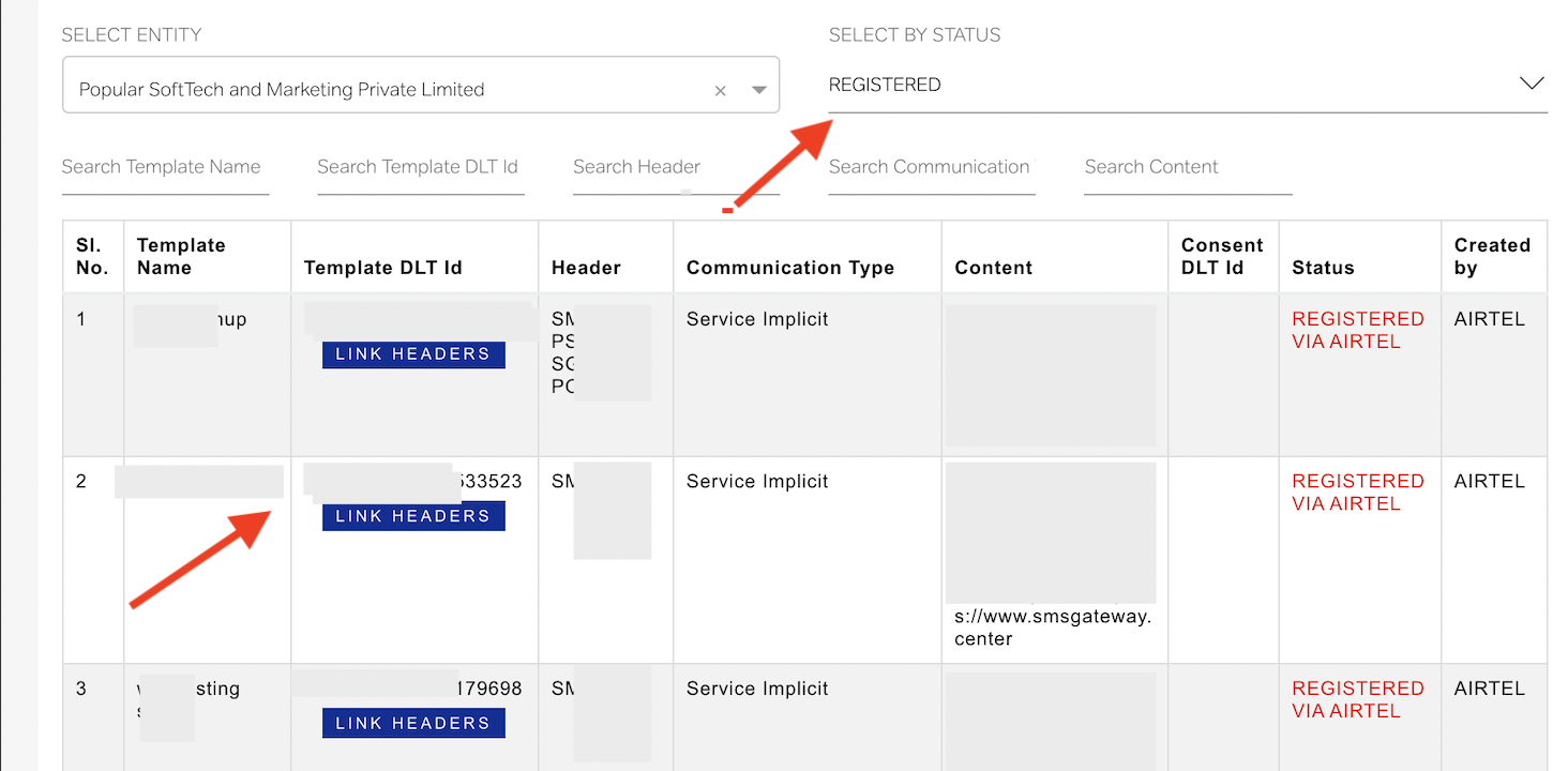DLT SMS Message Content Template Registration Guide for Airtel SMS