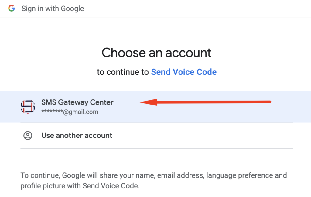 Choose Google account