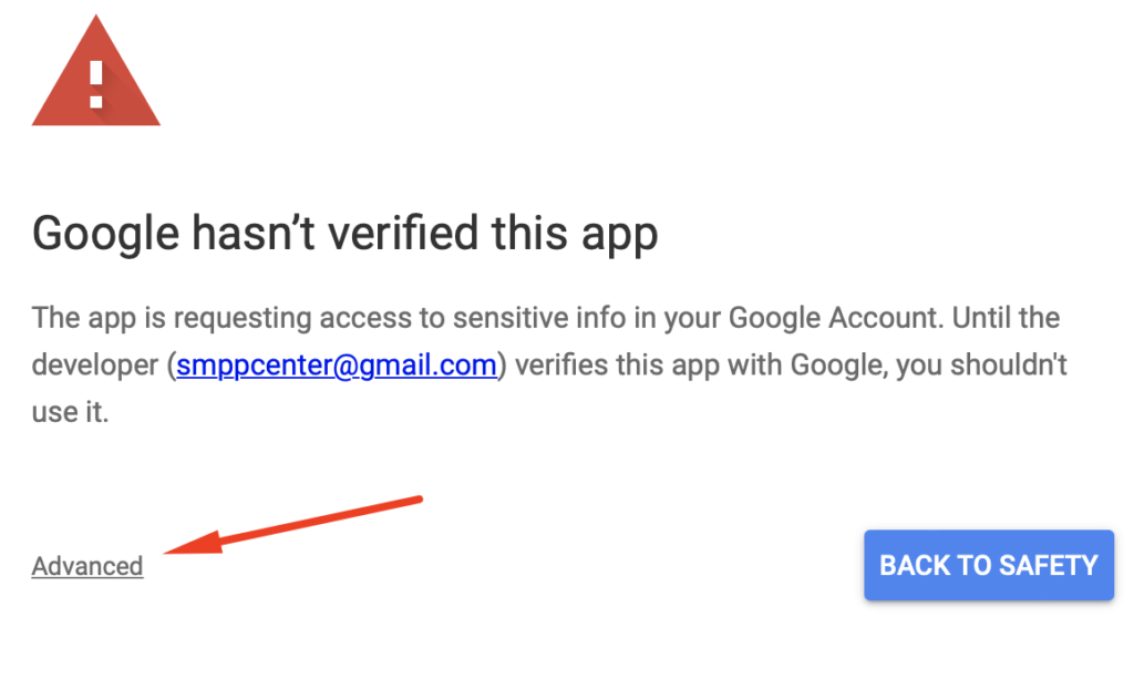 Google not verified app