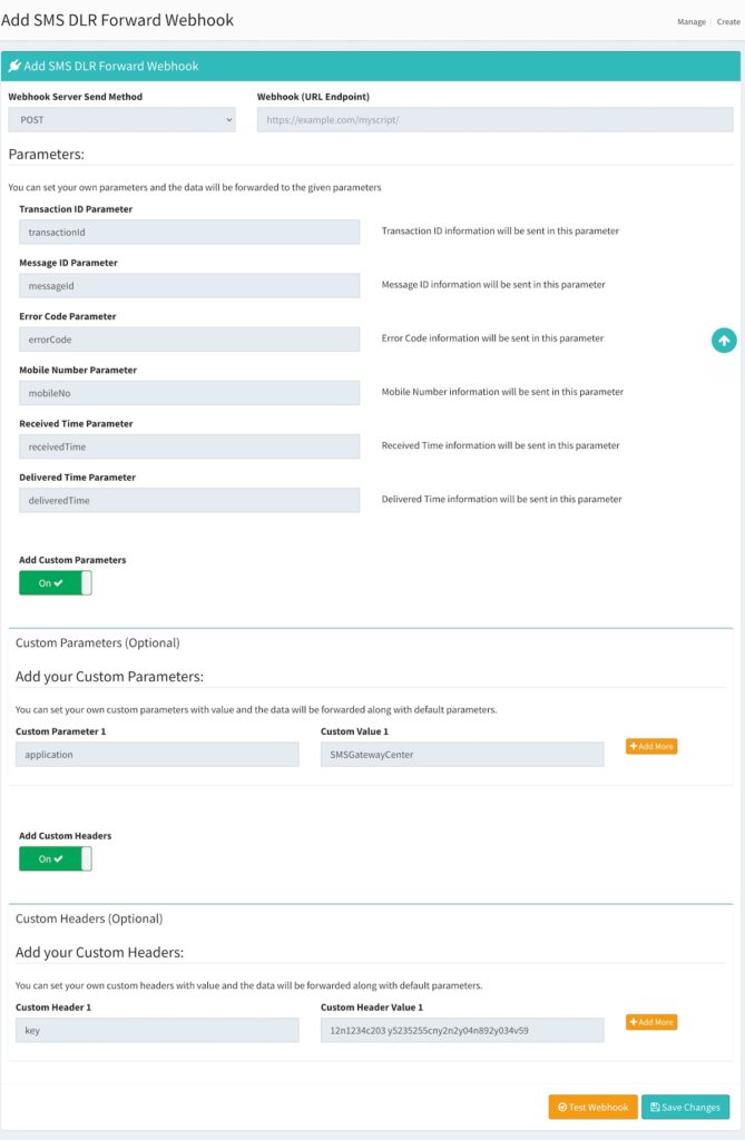 SMS Webhook