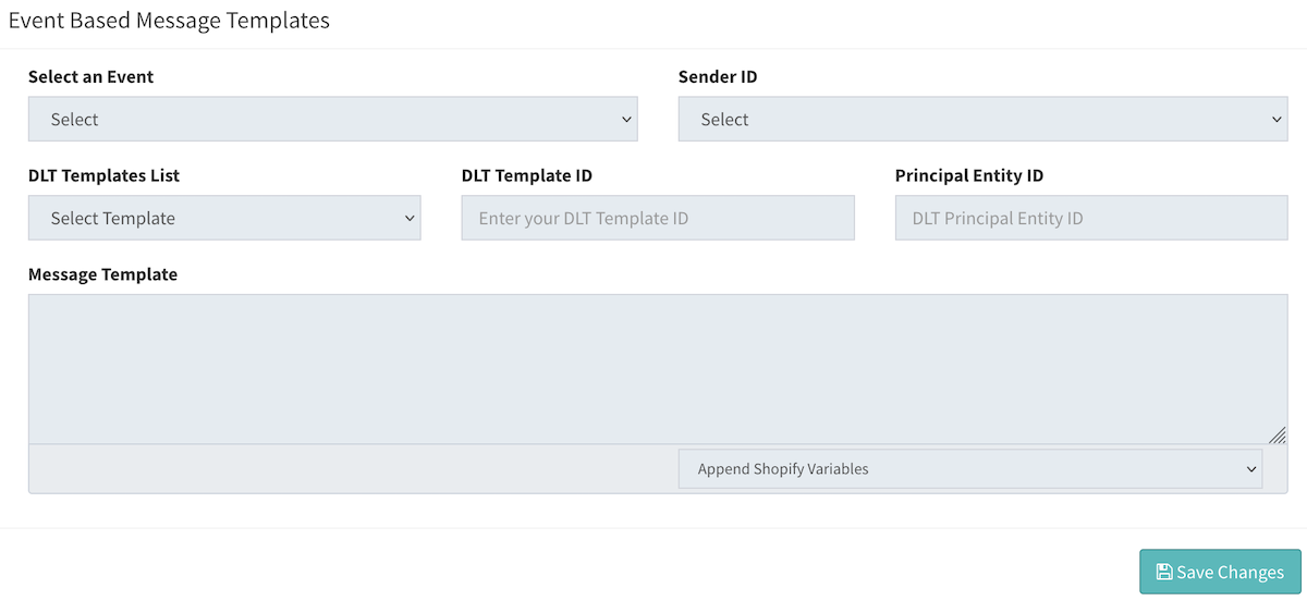 Events Message Templates Configuration